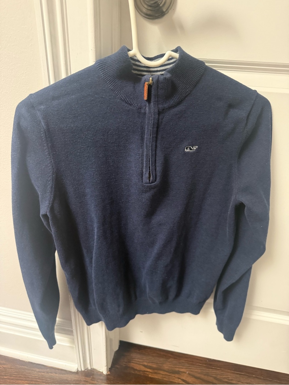Vineyard Vines Navy Half-Zip Sweater with Whale Logo